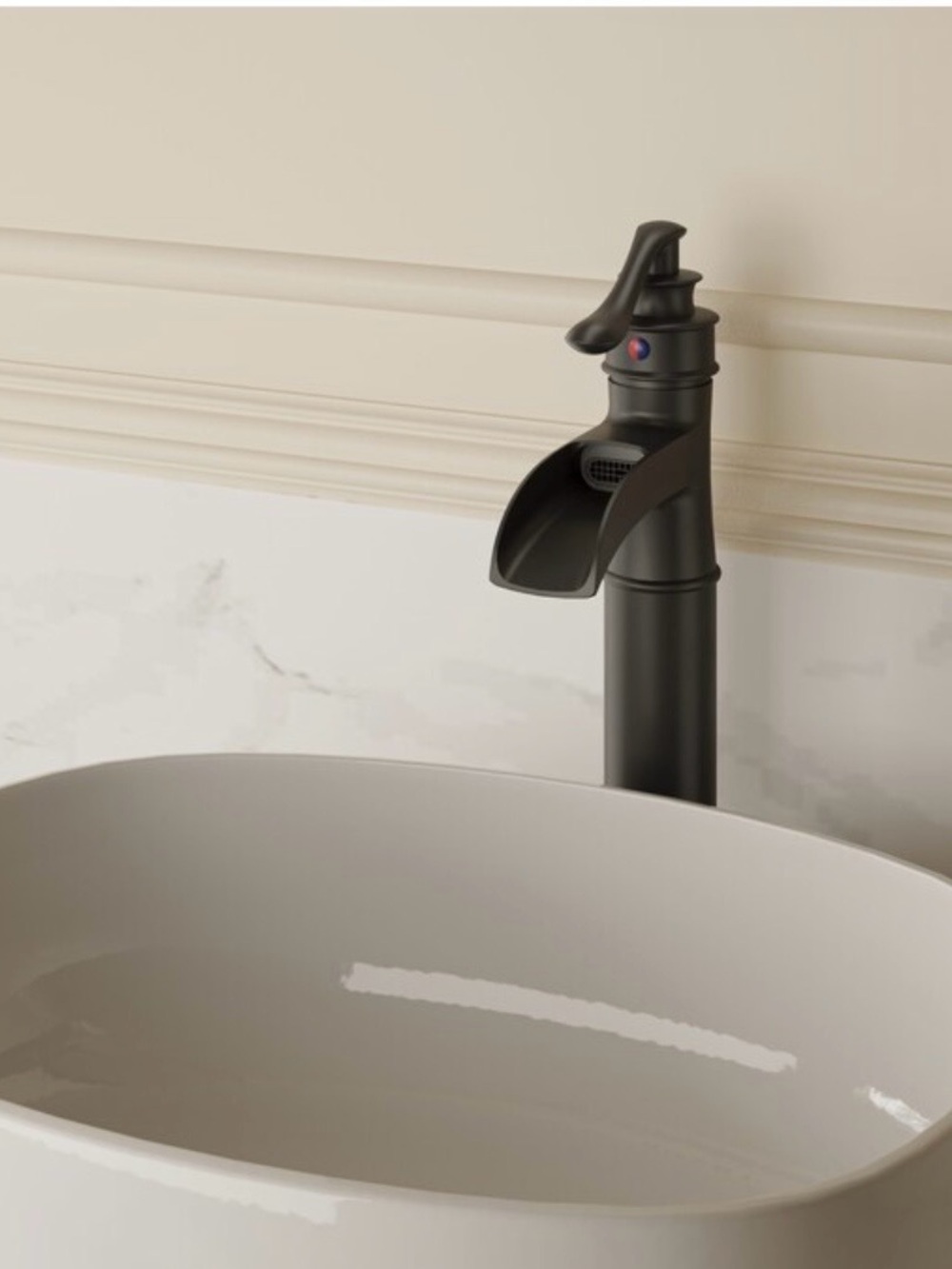 New BWE Matte Black Waterfall Vessel Faucet